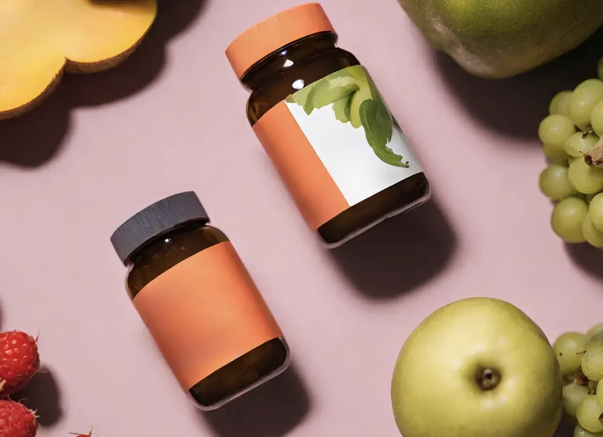 bild på multivitaminer med en rosa bakgrund, multivitaminer är ett kosttillskott.
